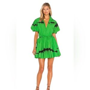 SWF Puff Sleeve Mini Dress In Green